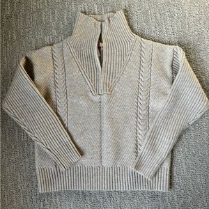 SKIES ARE BLUE Half Zip Sweater in Flax, Size XS